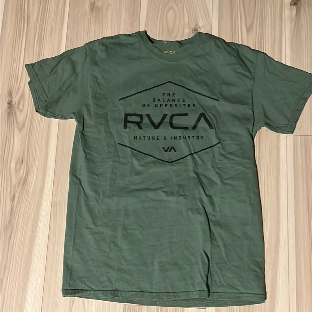 RVCA Green Short Sleeve Tee with Geometric Logo